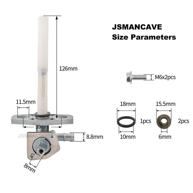 JSMANCAVE Fuel Vavle Petcock 16950-HM8-003 16950-HN7-003 Shut off Tank Switch Fits For Honda Rancher TRX350 TRX400 TRX420 Foreman TRX400 TRX450 TRX500 Recon TRX250 Rubicon TRX500 Rincon TRX650 - Image 3